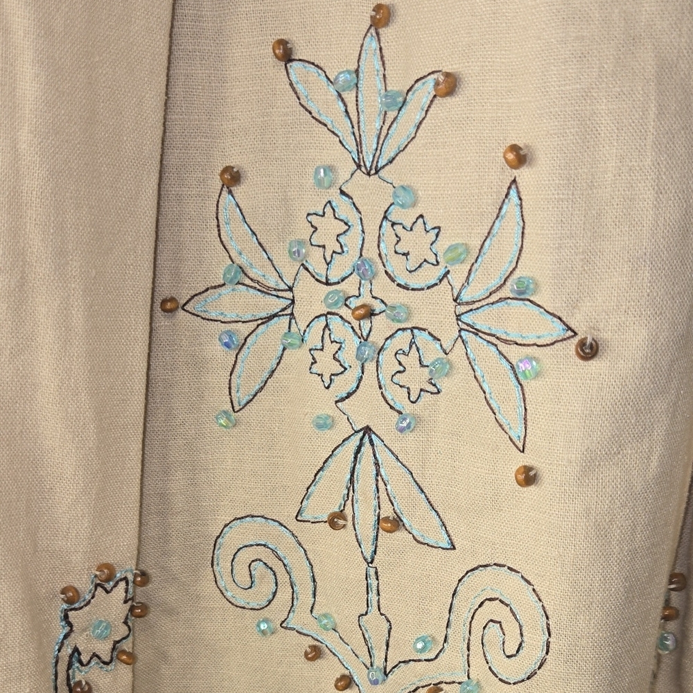 NINETY Embroidered A-Line Skirt w/ Brown & Iridescent Beading - Picture 7 of 11